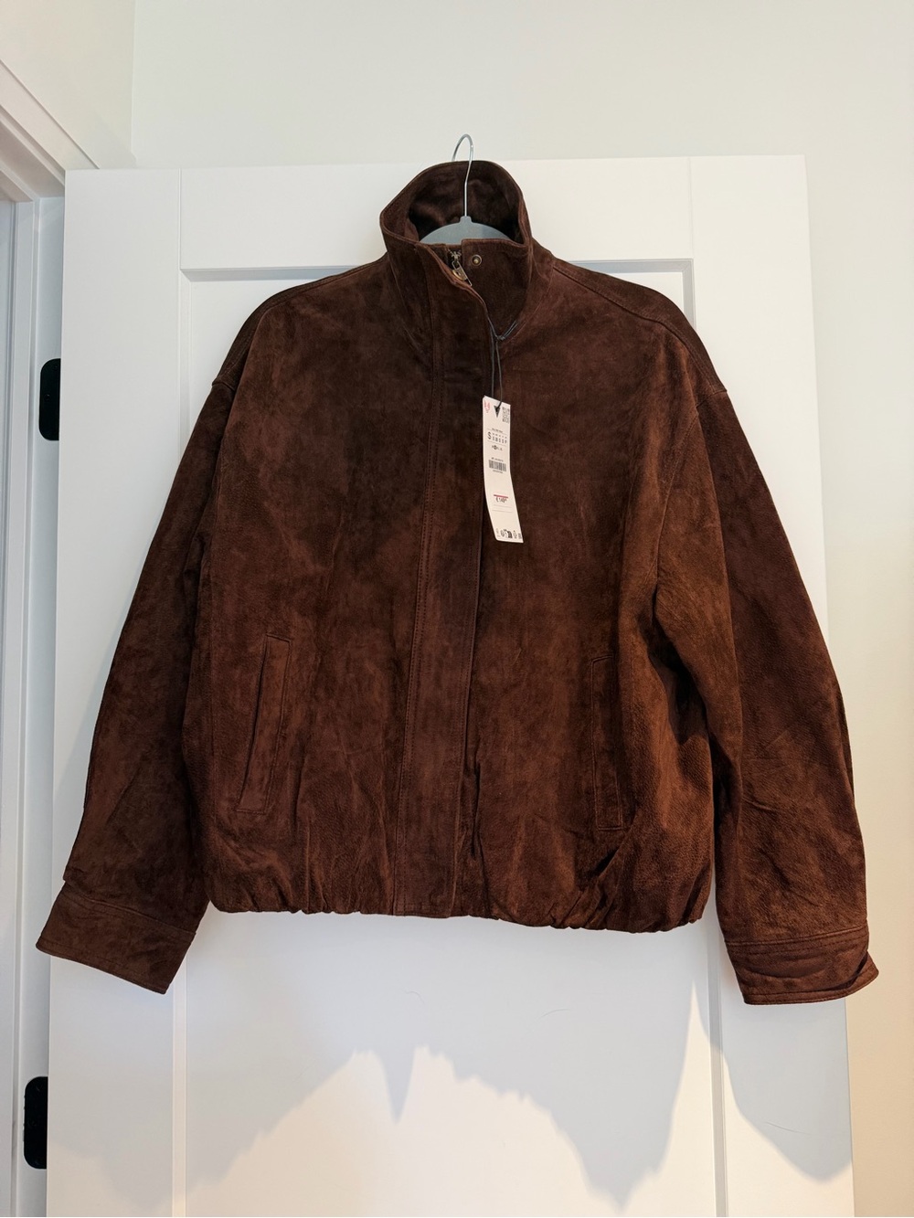 Zara Dark Brown Suede Zip-Front Jacket Size US S
